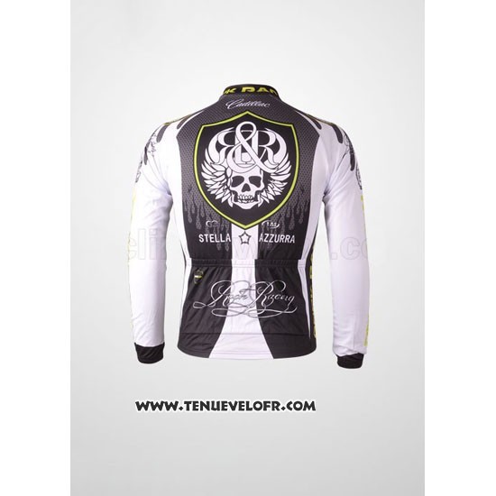 2010 Maillot Ciclismo Rock Racing Argent et Blanc Manches Longues et Cuissard